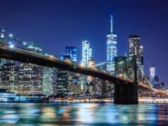 The city skyline at night