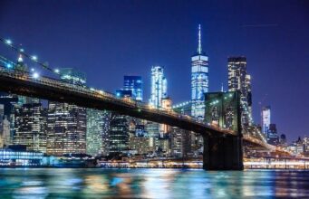 The city skyline at night