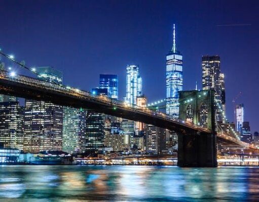 The city skyline at night